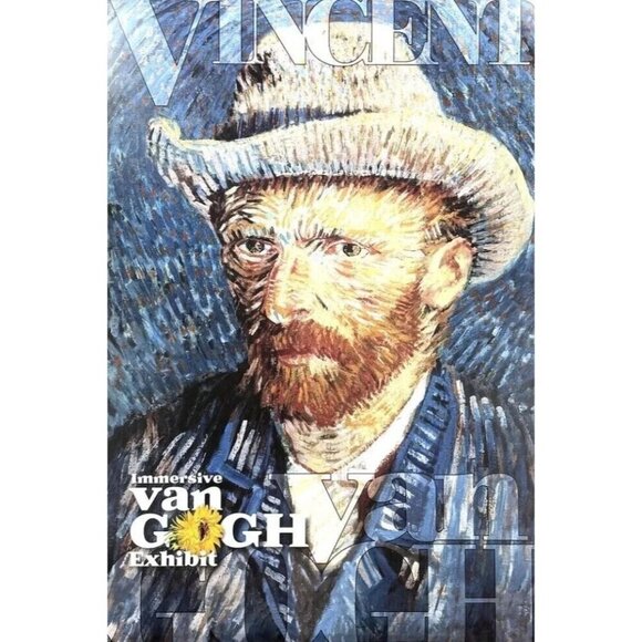 24"x36" Immersive VINCENT VAN GOGH Exhibit Self Portrait Art POSTER Blue NIP NEW - Picture 1 of 3